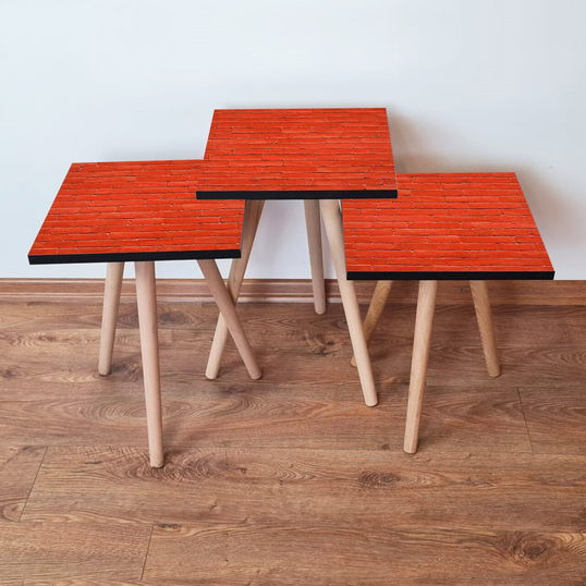Set masute 3 piese, Leona, 3Shp371, Rosu