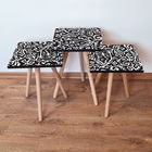 Set masute 3 piese, Leona, 3Shp377, Alb/Negru