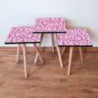 Set masute 3 piese, Leona, 3Shp378, Fucsia/Alb