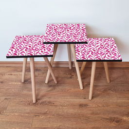 Set masute 3 piese, Leona, 3Shp378, Fucsia/Alb