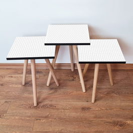 Set masute 3 piese, Leona, 3Shp399, Alb/Gri