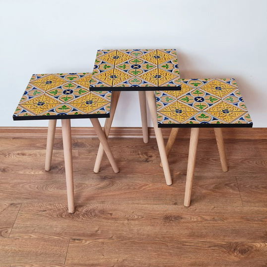 Set masute 3 piese, Leona, 3Shp46, Multicolor