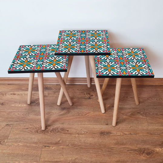 Set masute 3 piese, Leona, 3Shp48, Multicolor