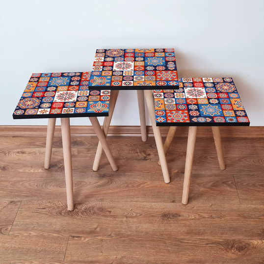 Set masute 3 piese, Leona, 3Shp7, Multicolor