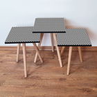 Set masute 3 piese, Leona, 3Shp8, Alb/Negru