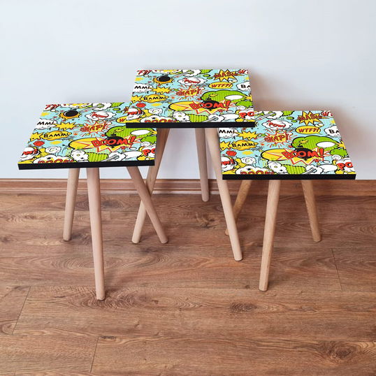 Set masute 3 piese, Leona, 3Shp9, Multicolor