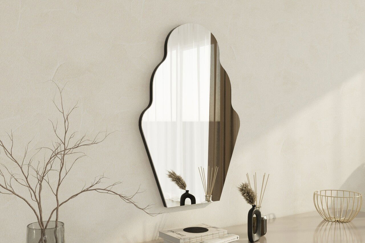 Oglinda decorativa, Siam, Perilla, 50x70x2.2 cm, Negru