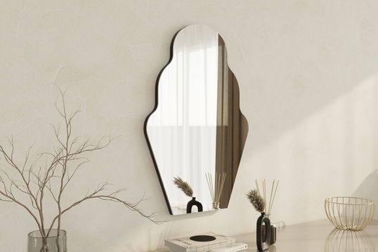 Oglinda decorativa, Siam, Perilla, 50x70x2.2 cm, Negru