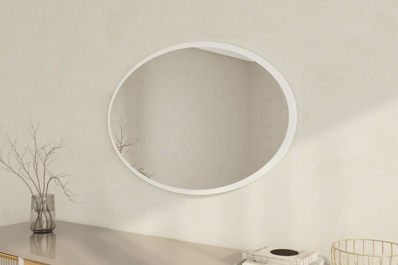 Oglinda decorativa, Siam, Beyo, 60x90x2.2 cm, Alb