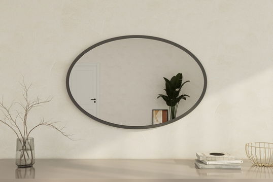 Oglinda decorativa, Siam, Beyo, 60x90x2.2 cm, Antracit
