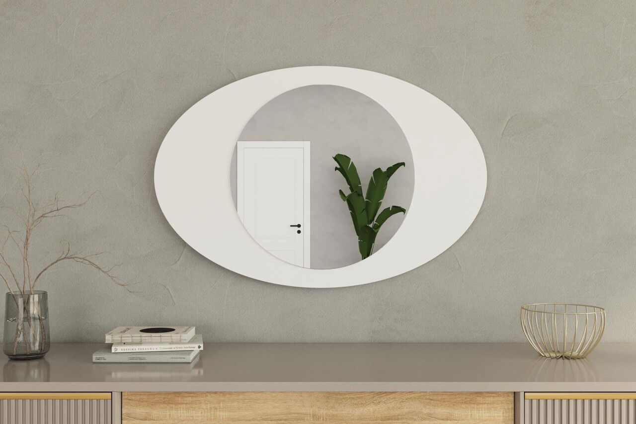 Oglinda decorativa, Siam, Obble, 60x90x2.2 cm, Alb