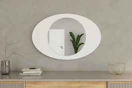 Oglinda decorativa, Siam, Obble, 60x90x2.2 cm, Alb