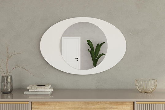 Oglinda decorativa, Siam, Obble, 60x90x2.2 cm, Alb