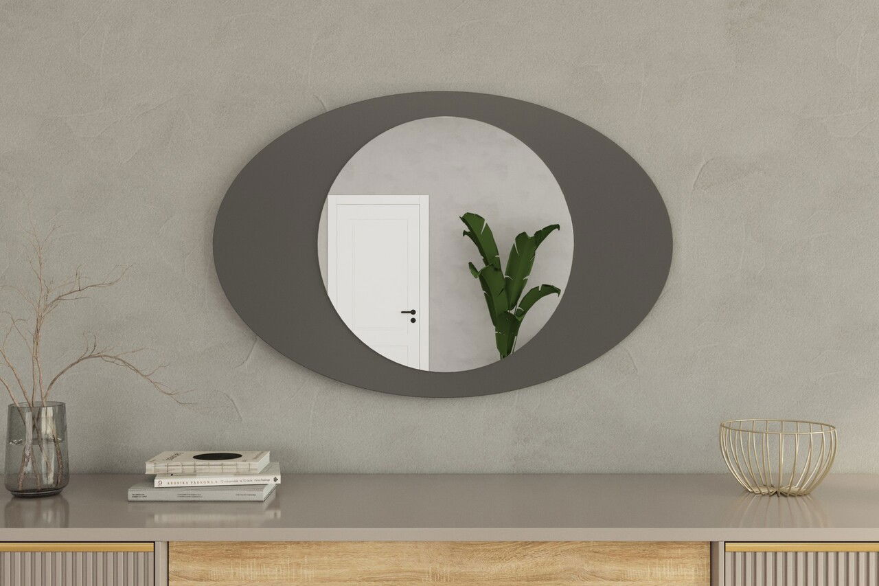Oglinda decorativa, Siam, Obble, 60x90x2.2 cm, Antracit