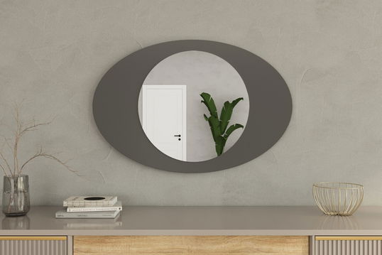 Oglinda decorativa, Siam, Obble, 60x90x2.2 cm, Antracit