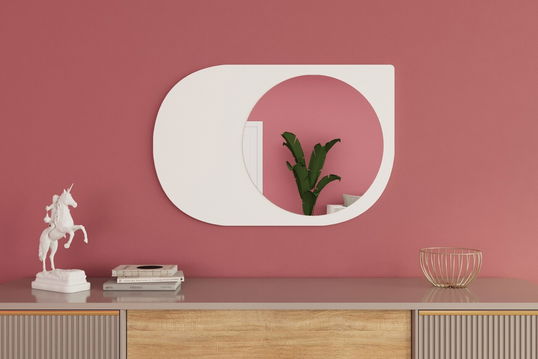 Oglinda decorativa, Siam, Pubble, 60x90x2.2 cm, Alb