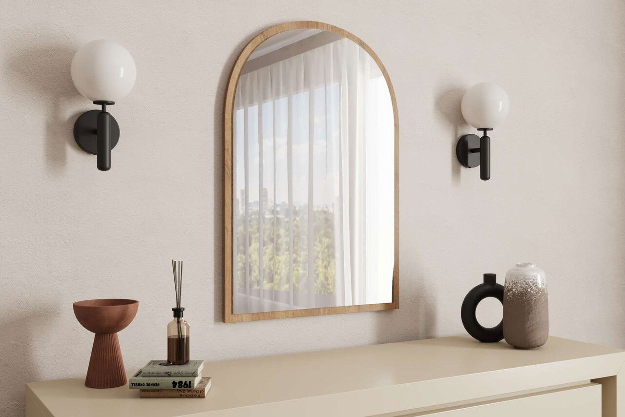 Oglinda decorativa, Siam, Brilya, 60x90x2.2 cm, Stejar