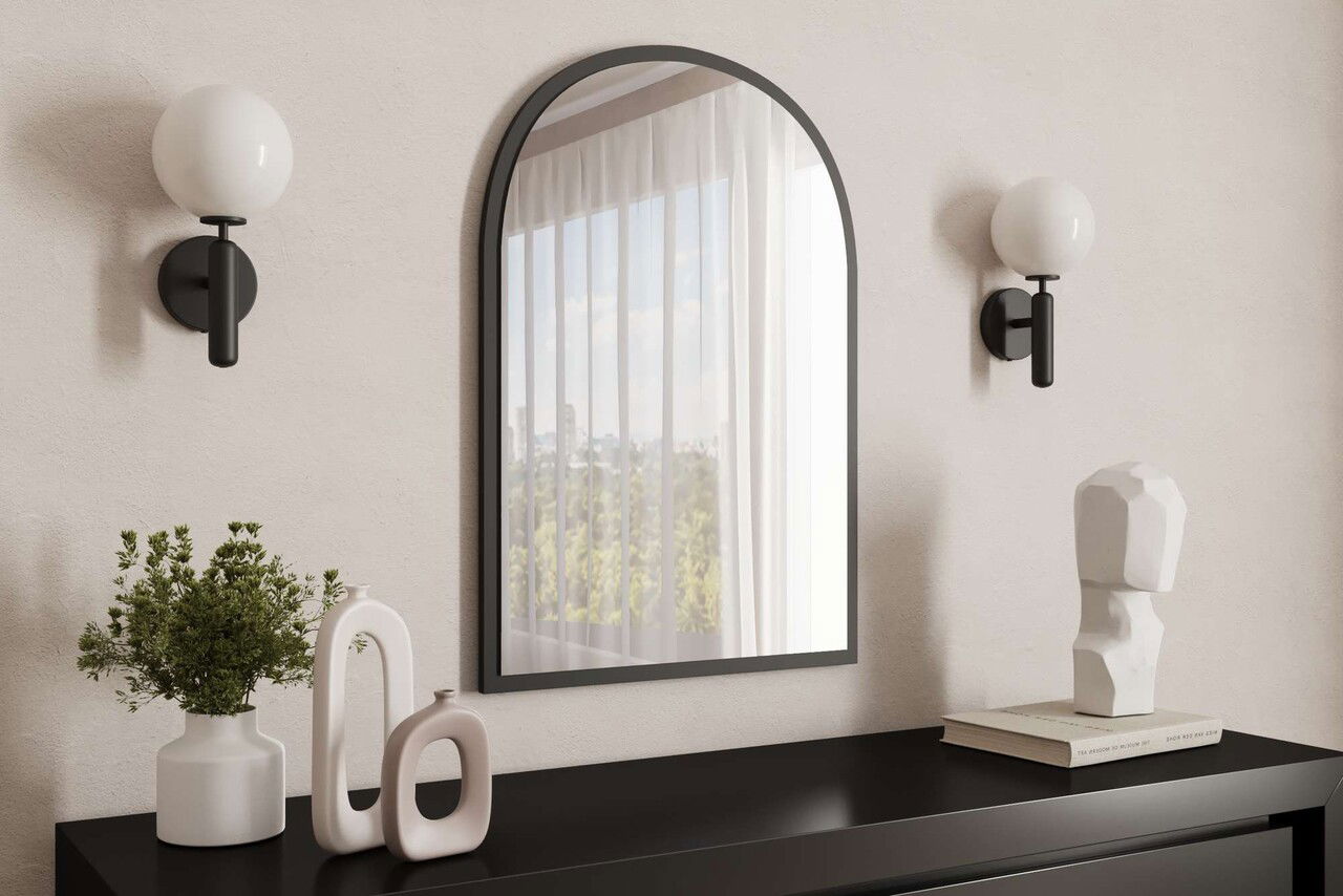 Oglinda decorativa, Siam, Brilya, 60x90x2.2 cm, Negru