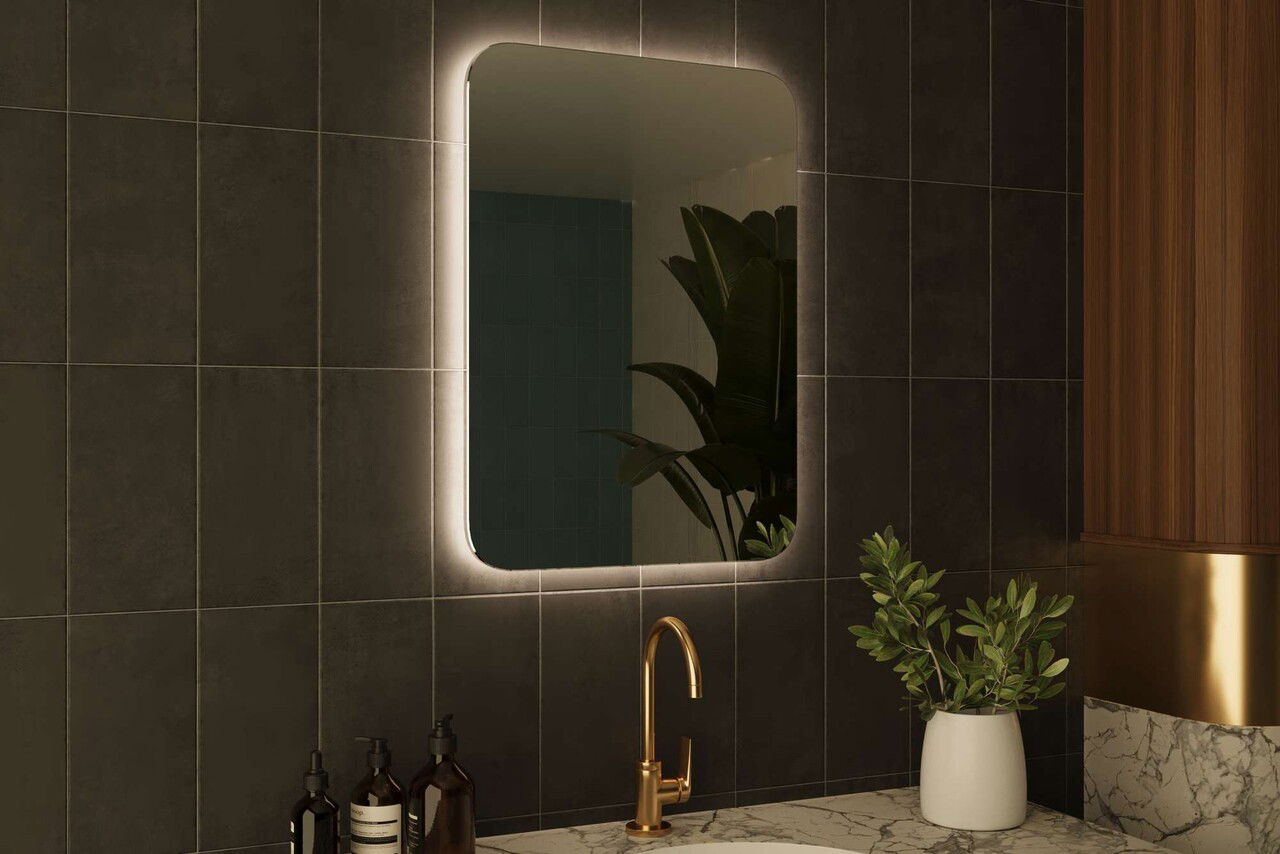 Oglinda decorativa, Siam, Polla, 50x70x2.2 cm, Alb