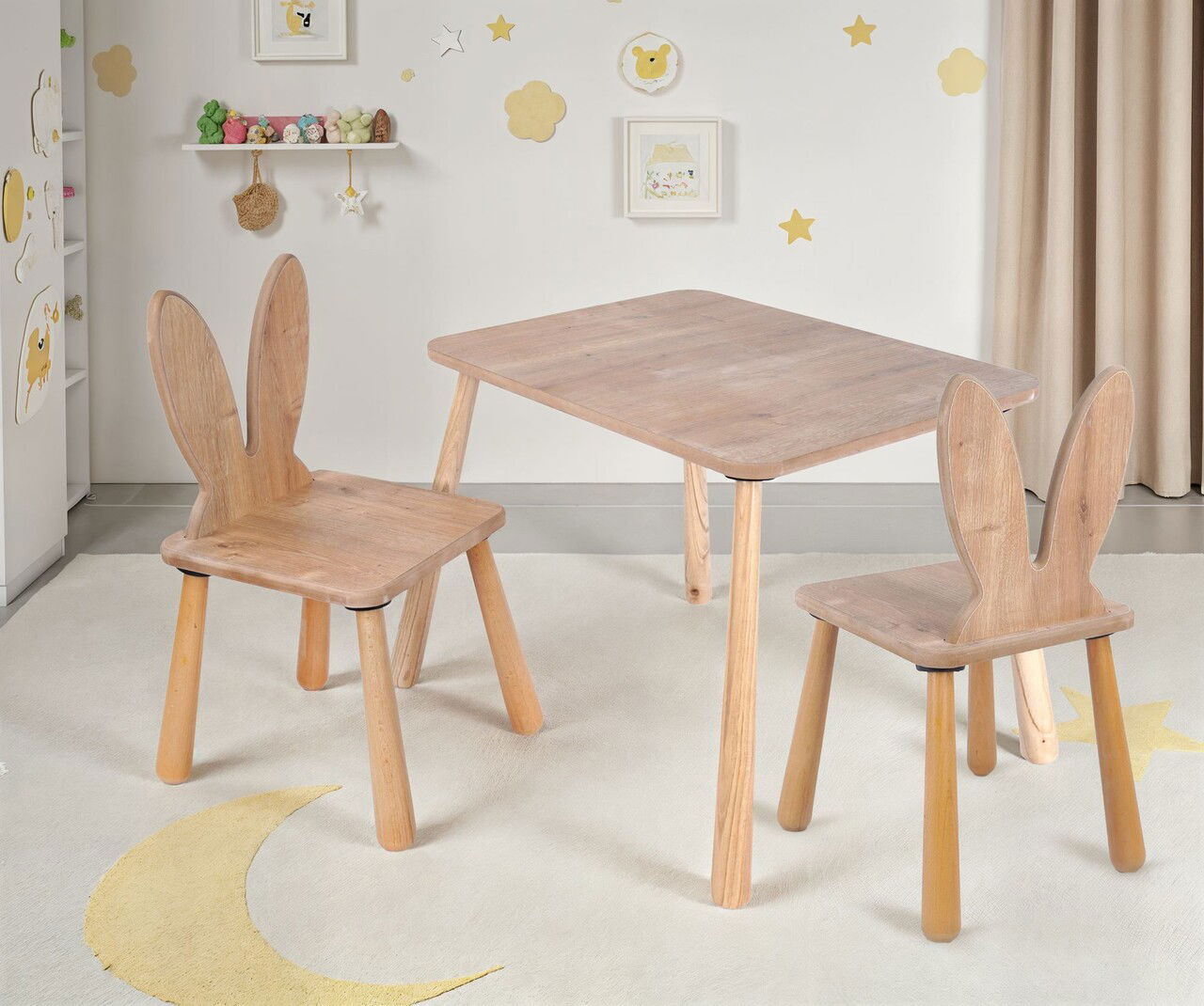 Set masa si scaun pentru copii, Rosewood, BLTYZ-AKTV059-1, Stejar