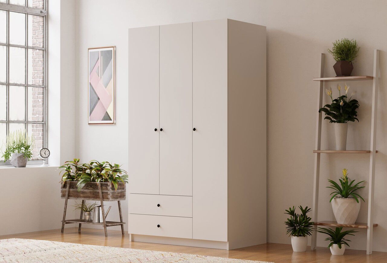 Dulap pentru haine, Rabi, Rb-066, 90x180x45 cm, Alb mat
