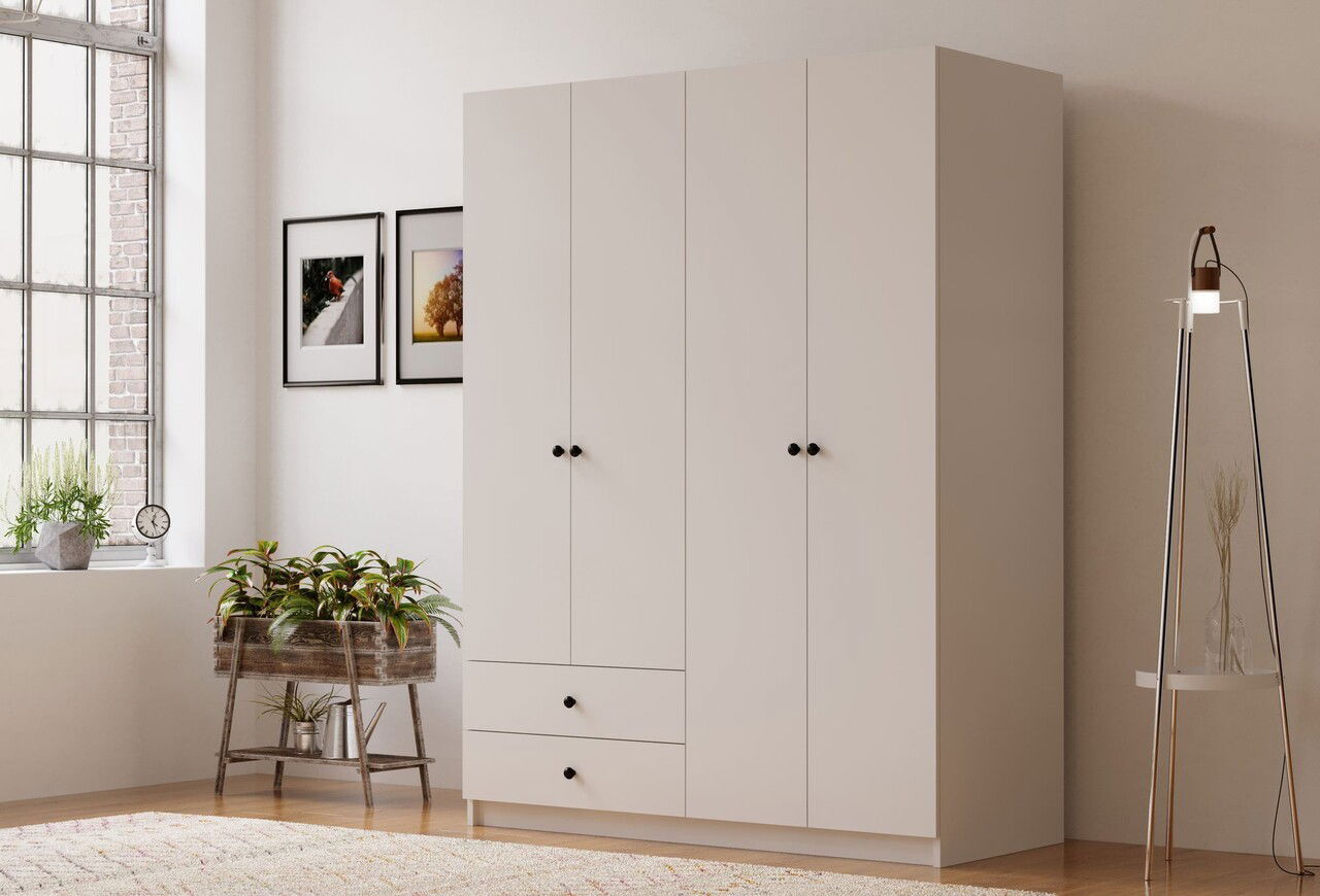Dulap pentru haine, Rabi, Rb-067, 120x180x45 cm, Alb mat