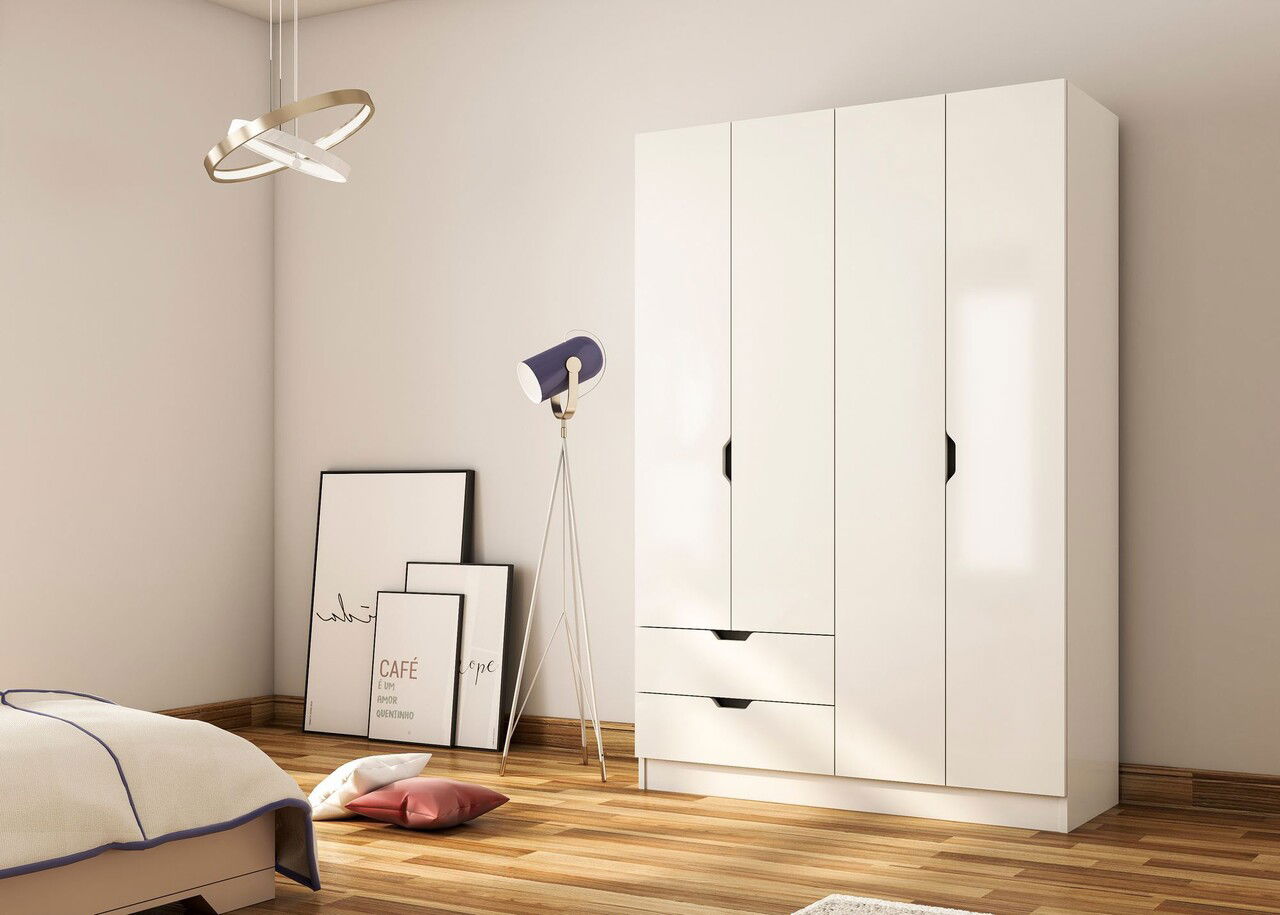 Dulap pentru haine, Rabi, Rb-156, 120x180x45 cm, Alb mat