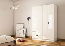 Dulap pentru haine, Rabi, Rb-156, 120x180x45 cm, Alb mat
