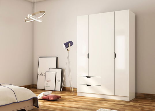 Dulap pentru haine, Rabi, Rb-156, 120x180x45 cm, Alb mat