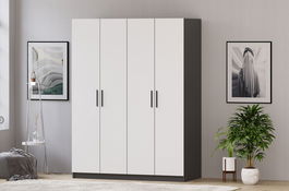Dulap pentru haine, Rabi, Rb-183-01, 120x180x45 cm, Alb mat / Antracit