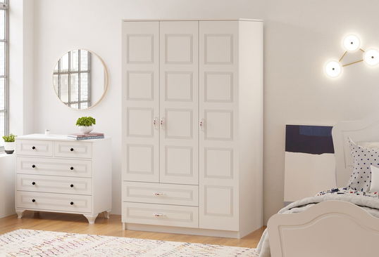Dulap pentru haine, Rabi, Rb-002, 105x180x52 cm, Alb mat