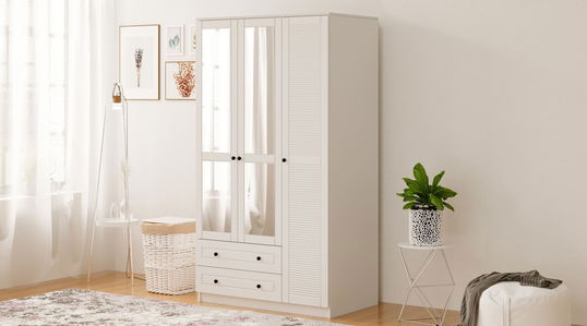 Dulap pentru haine, Rabi, Rb-062-02, 105x210x52 cm, Alb mat