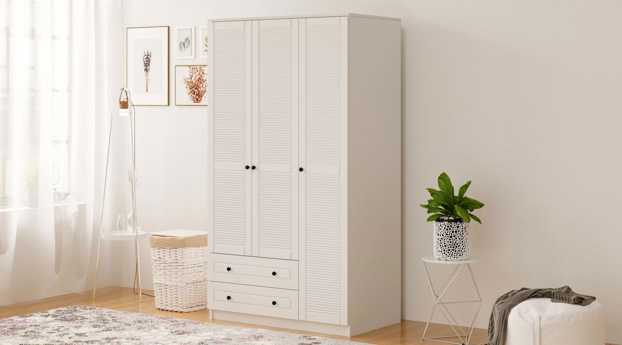 Dulap pentru haine, Rabi, Rb-062, 105x184x52 cm, Alb mat