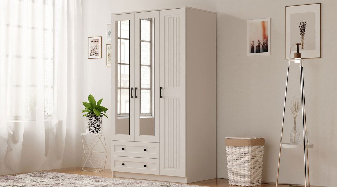 Dulap pentru haine, Rabi, Rb-073, 105x184x52 cm, Alb mat