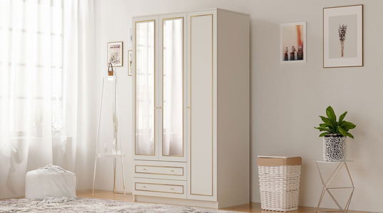 Dulap pentru haine, Rabi, Rb-077-01, 105x180x52 cm, Alb mat