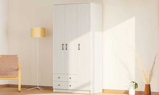 Dulap pentru haine, Rabi, Rb-185, 105x184x52 cm, Alb mat