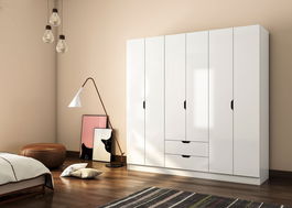 Dulap pentru haine, Rabi, Rb-157, 180x180x45 cm, Alb mat