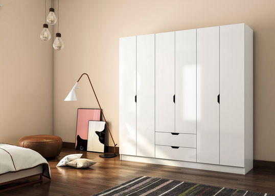 Dulap pentru haine, Rabi, Rb-157, 180x180x45 cm, Alb mat