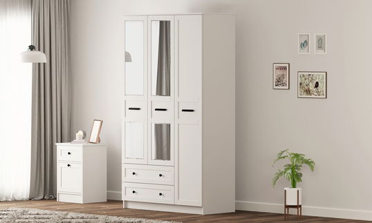 Dulap pentru haine, Rabi, Rb-168-01-008, 105x184x52 cm, Alb mat