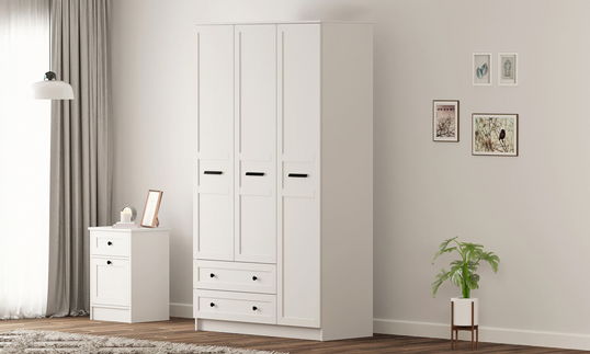 Dulap pentru haine, Rabi, Rb-168-01-002, 105x184x52 cm, Alb mat