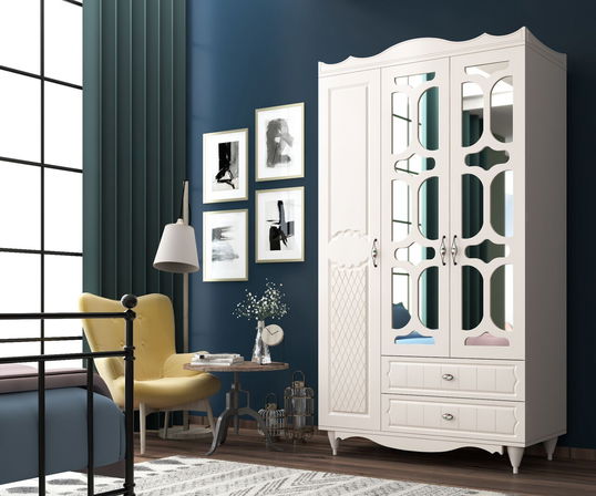 Dulap pentru haine, Rabi, Rb-047, 105x190x52 cm, Alb mat