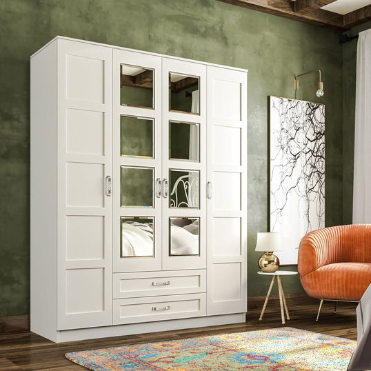 Dulap pentru haine, Rabi, Rb-051, 140x180x52 cm, Alb mat