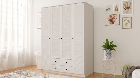Dulap pentru haine, Rabi, Rb-063, 140x184x52 cm, Alb mat