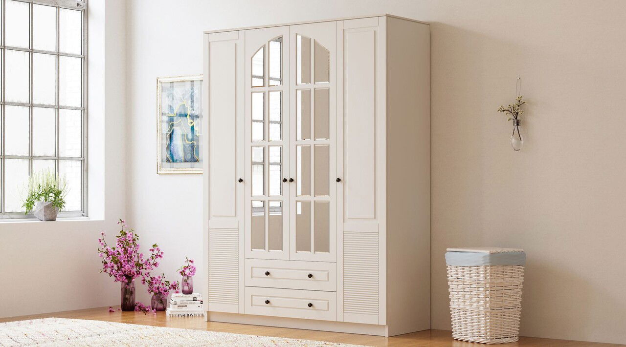 Dulap pentru haine, Rabi, Rb-112, 140x184x52 cm, Alb mat