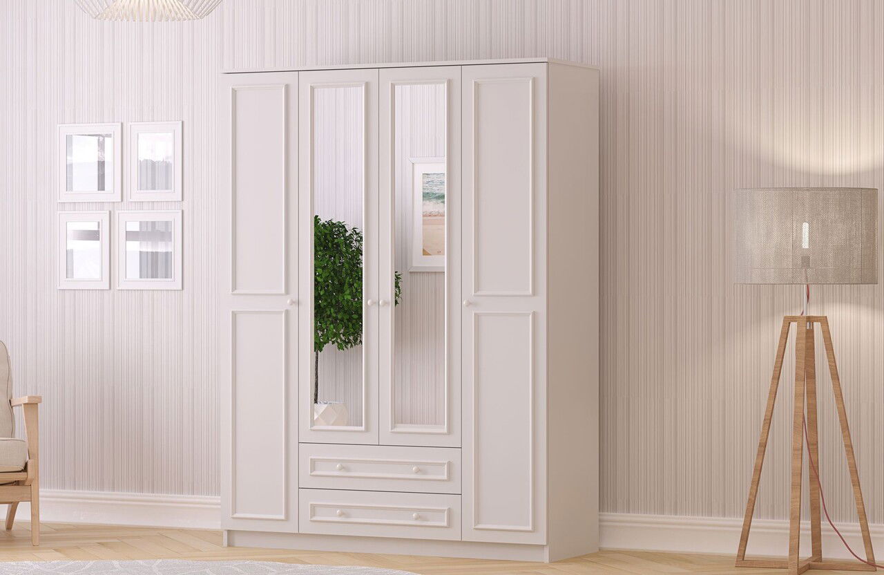 Dulap pentru haine, Rabi, Rb-186-02, 140x182x52 cm, Alb mat