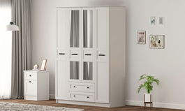 Dulap pentru haine, Rabi, Rb-168-01-010, 140x184x52 cm, Alb mat