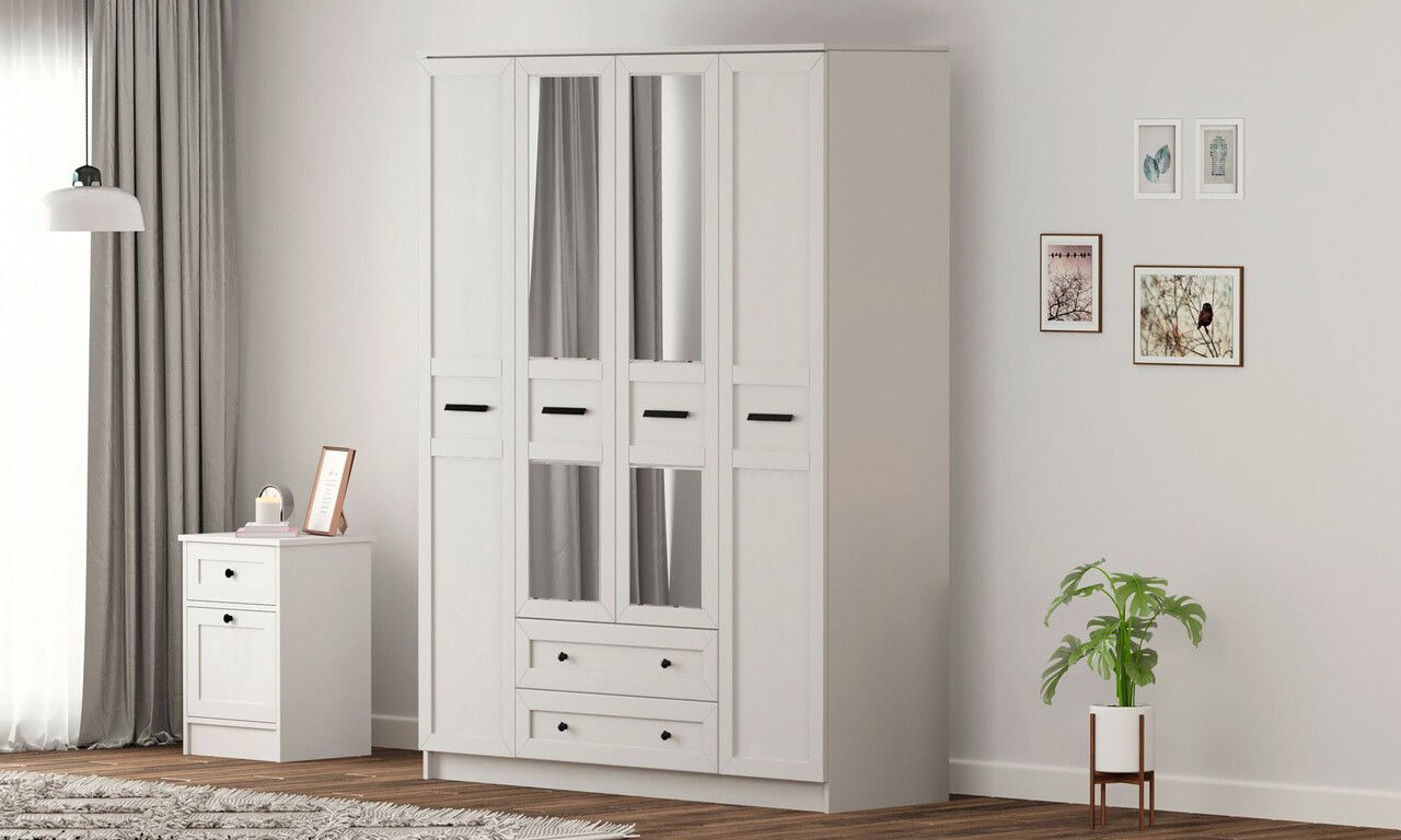 Dulap pentru haine, Rabi, Rb-168-01-011, 140x210x52 cm, Alb mat