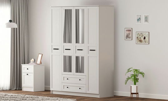 Dulap pentru haine, Rabi, Rb-168-01-011, 140x210x52 cm, Alb mat