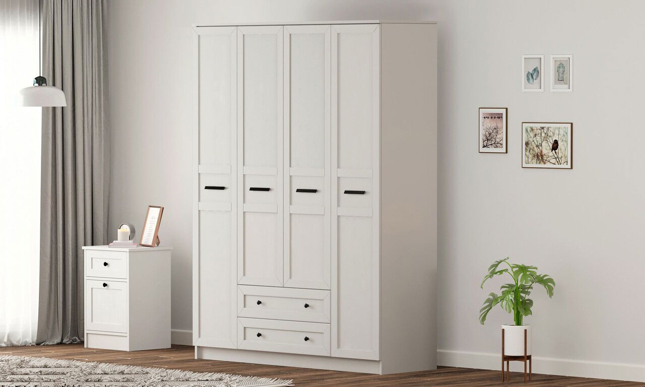 Dulap pentru haine, Rabi, Rb-168-01-001, 140x210x52 cm, Alb mat