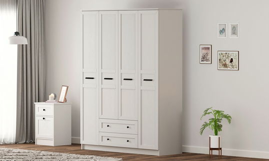 Dulap pentru haine, Rabi, Rb-168-01-001, 140x210x52 cm, Alb mat